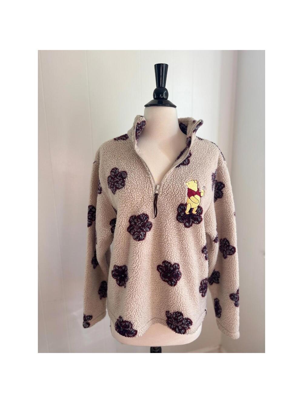 Vintage 90's Disney Store Fleece Winne the Pooh Floral Jacket Size M